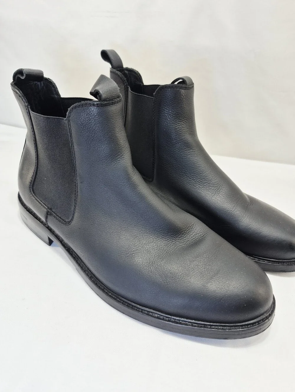 Polo Ralph Lauren Mens 12D Normanton Black Leather Ankle Boots Pull-On